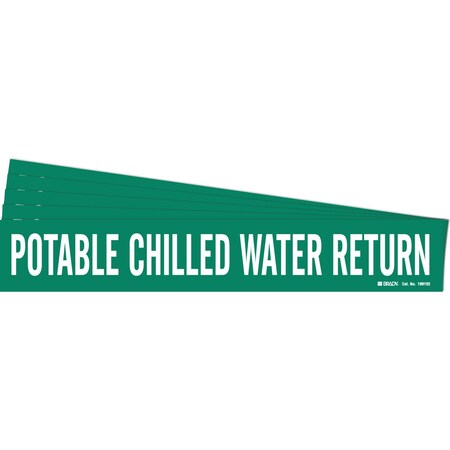 Brady POTABLE Chilled Wtr Ret Pipe Marker Style 1 White on Green 1 per Card, 5 PK 106132-PK